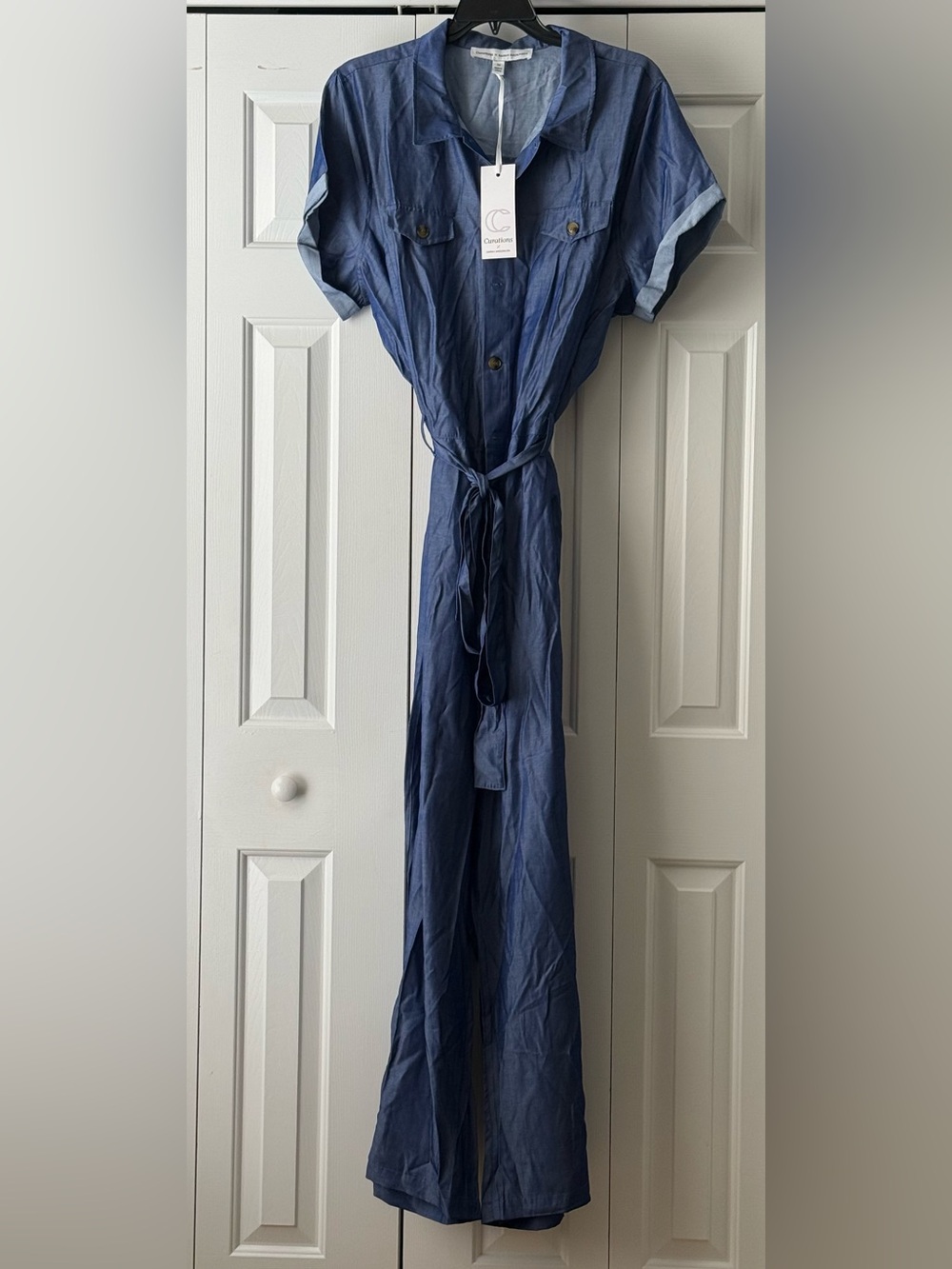 Casual Navy Blue Utility Jumpsuit with Tie Waist